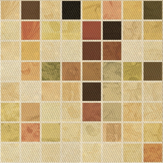 Ahgly Company Machine Washable Indoor Square Transitional Brown Gold Area Rugs, 8' Square