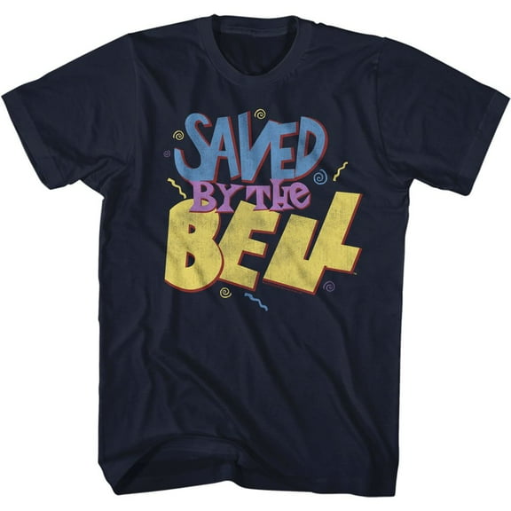 Saved By The Bell Faded Squiggles Navy Adult T-Shirt