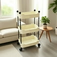 thumbnail image 4 of YOTQUSKI 3 Tier Utility Carts with Wheels, Rolling Kitchen cart, Bathroom Cart, Small Cart for Office, Living Room, Kitchen, Laundry, Bathroom, 4 of 5