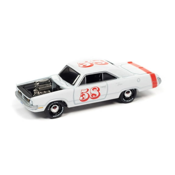 1970 Dodge Dart, White - Johnny Lightning JLSP211/24A - 1/64 scale Diecast Model Toy Car