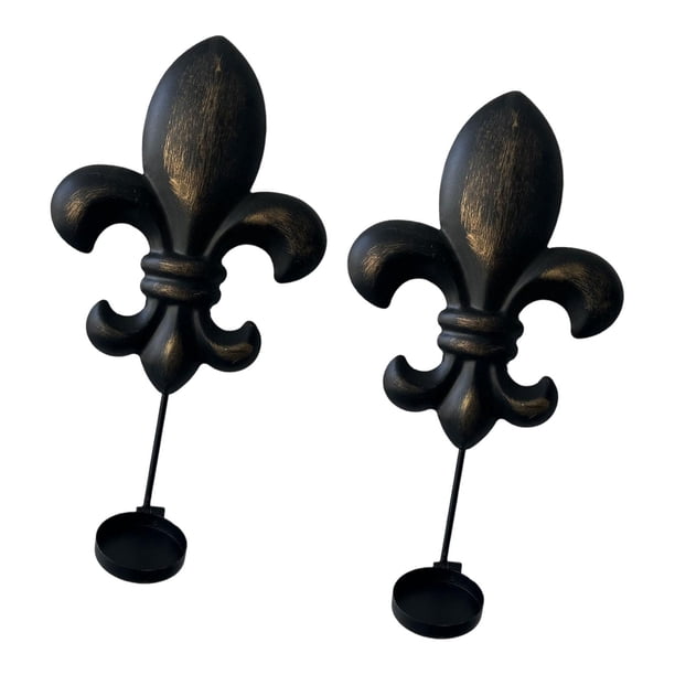 Apliques decorativos de pared de hierro forjado, candelabros de pilar colgantes rústicos vintage Negro