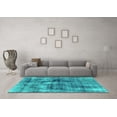 thumbnail image 3 of Ahgly Company Machine Washable Indoor Rectangle Abstract Turquoise Blue Modern Area Rugs, 6' x 9', 3 of 4