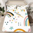 thumbnail image 2 of Homewish Retro Boho Rainbow Queen Sheet Sets,Colorful Stars Print Flat Sheet,Girls Cartoon Print Queen Fitted Sheet For Kids,Breathable Home Decor,4 Pieces, 2 of 7