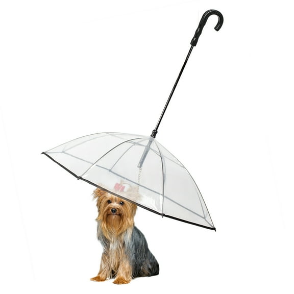 NAMSAN Dog Umbrella Adjustable Doggy Umbrella Chains Rainproof Snowproof for Puppy - Clear