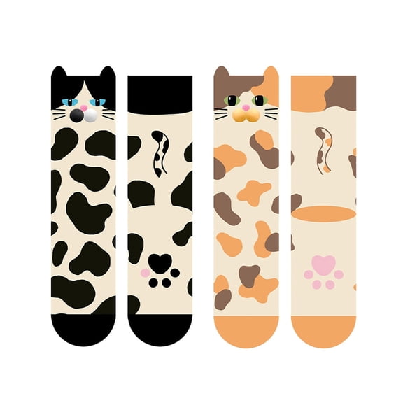 Cute Cat Socks Pom-pom Fun Novelty Crew Socks for Cat Lover Men Women Cotton Gifts
