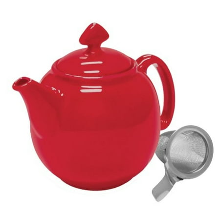 Chantal Enamel Pot - Chantal Tea for 4 Teapot with Stainless Steel Infuser, 1-1/2-Quart, True Red