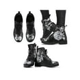 thumbnail image 3 of Woobling Womens Leather Boot Lace Up Ankle Boots Floral Short Bootie Non Slip Booties Work White Alice 7, 3 of 4