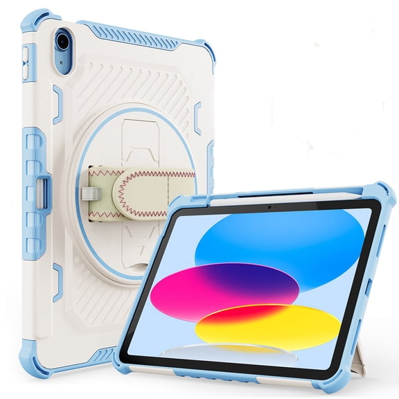 Protective Tablet Cover for iPad 9th/8th/7th Generation, Case for iPad 10.2" 2021/2020/2019 with Pencil Holder Kickstand Hand Strap