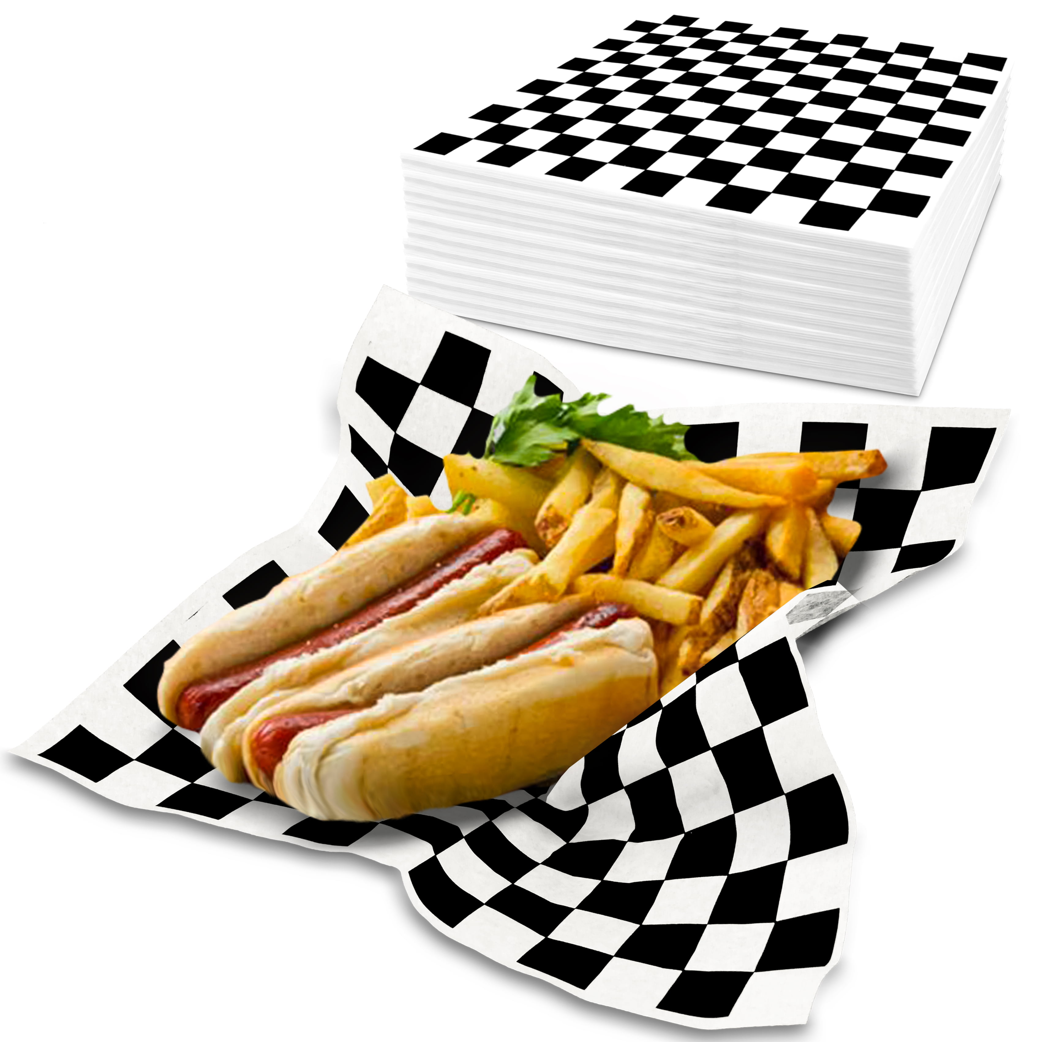 Black Checkered Deli Wrap Paper 12"L x 12"W restaurants 1000 ct food/ vending 