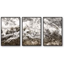 IDEA4WALL 3 Piece Framed CanvasWall Art for Living Room, Bedroom Golden Waves Canvas Prints for Modern Home Decoration Ready to Hang