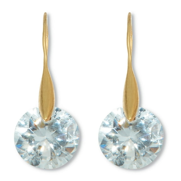 12 TCW Round Cubic Zirconia 18k Yellow Gold-Plated Drop Earrings