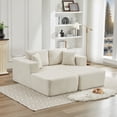 thumbnail image 2 of 73.6" Double Chaise Lounges Indoor, Oversized Sectional Sleeper Cloud Couch, Upholstered Corduroy Boneless Loveseat for Living Room, No Assembly Required, Beige, 2 of 8