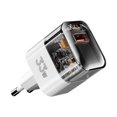 thumbnail image 1 of Chargeur Mural USB Transparent 33W Double Port PD Charge Rapide Type C pour Ordinateurs Portables Téléphone Intelligent Tablette Prise EU Blanc, 1 of 5