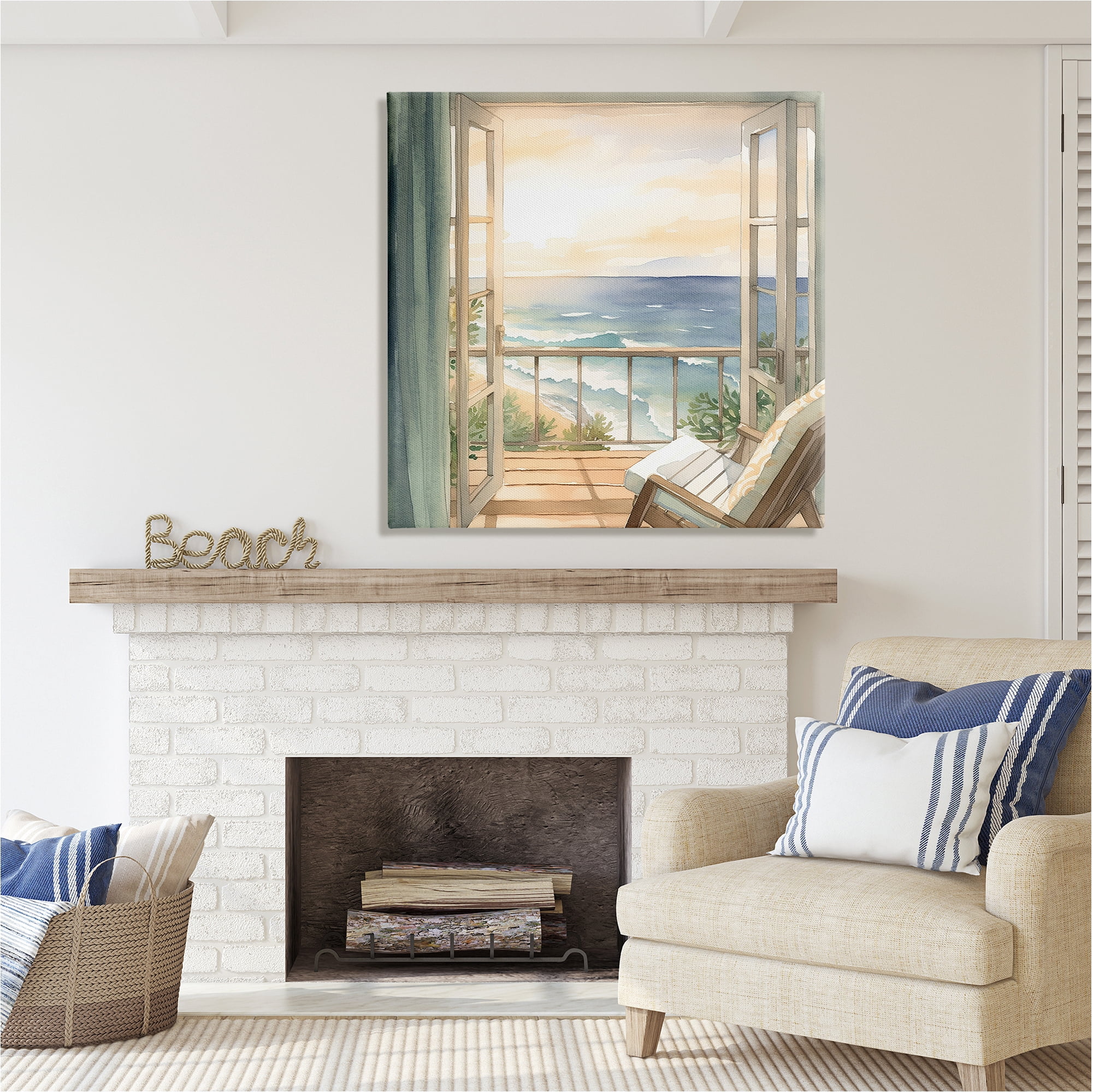Stupell Industries Seaside Escape Scenery Landscape Painting Gallery Wrapped Canvas Art Print Wall Art, 36 x 36