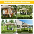 thumbnail image 5 of Costway Outdoor 2-Tier 10'x10' Gazebo Canopy Shelter Awning Tent Patio Garden Screw-free structure Brown, 5 of 11
