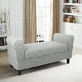 thumbnail image 2 of Fionafurn 47" Arm Ottoman with Storage and 2 Footstools,Large Storage Bench for Bedroom, Living Room, Linen-Light Gray, 2 of 11