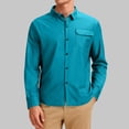 thumbnail image 2 of KIHOUT Men's Spring Summer Solid Color Lapel Button Pocket Business Casual Long Sleeve Shirt, 2 of 7