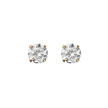 Kids' 10K Yellow Gold 4mm CZ/4mm Ball Stud (Best Earrings For Children)