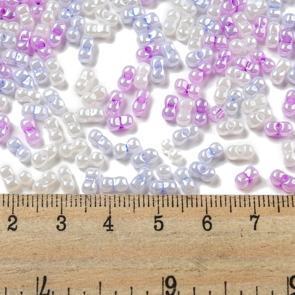 1pound Glass Seed Beads Opaque Colours Luster Peanut Colorful 6x3x3mm Hole: 1.2mm about 4000pcs/pound