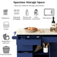 thumbnail image 4 of Compact 53" Kitchen Cart with Versatile Storage & Rubber Wood Countertop, Mobile Kitchen Island with 8 Handle-Free Drawers & 5 Rolling Wheels, Dark Blue, 4 of 30