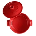 thumbnail image 2 of Emile Henry Round Ceramic 4.2 Qt Dutch Oven for Kitchen & Grill, Burgundy, 2 of 6