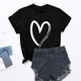 thumbnail image 2 of Besolor Tuniques d'Été pour Femmes à Imprimé de Cœurs, Col Ras du Cou, Manches Courtes, T-Shirts Décontractés Amples, Blouse de Sortie, 2 of 4