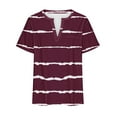 thumbnail image 6 of CFLVAEK Womens Plus Size T Shirts Loose Fit Short Sleeve Tshirts Fashion Striped Graphic Tees Casual Summer Notch V Neck T Shirt 2025 Wine XXXXL, 6 of 6
