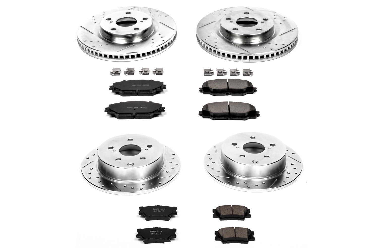 PowerStop Front and Rear Z23 Evolution Sport Carbon-Fiber Ceramic Brake Pad and Drilled & Slotted Rotor Kit Fits: PONTIAC TOYOTA Select Models K4099