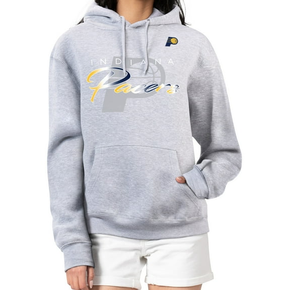 Women's G-III 4Her by Carl Banks Gray Indiana Pacers Shadow Logo Tri-Blend Fleece Hoodie