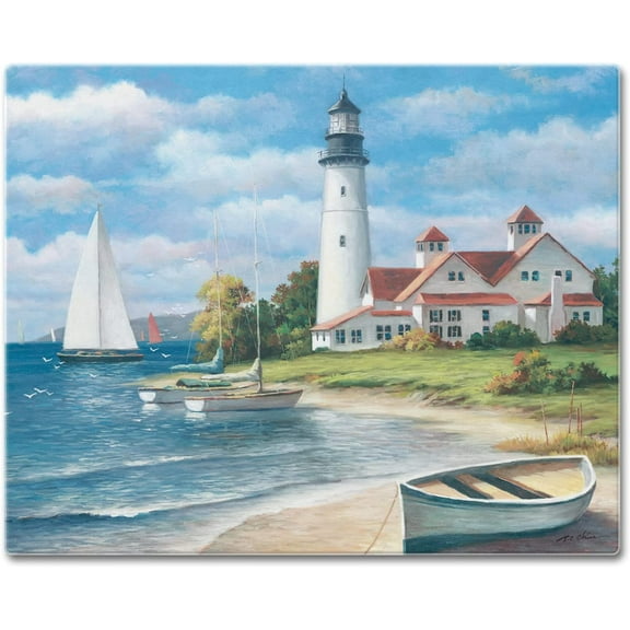 CounterArt 'Lighthouse Mural' Glass Cutting Board, 15 x 12"
