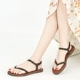 thumbnail image 2 of Ecetana Sandals for Women Soft Leather Strappy Flat Sandals for Women with Elastic Strap, 2 of 5