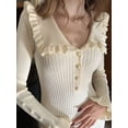 thumbnail image 3 of TARUXY-Vestidos largos con volantes de cintura alta para mujer, vestido largo ajustado de punto para otoño e invierno, vestido Vintage para mujer, Retro elegante, 3 of 5