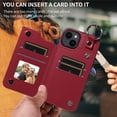 thumbnail image 4 of iPhone 14 Case ,Card Slots Leather Wrist Strap Phone Cover for iPhone 14, 4 of 5