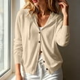 thumbnail image 7 of Cowsor Womens Hooded Button Down Cardigans Long Sleeve Drawstring Hood Side Pockets Solid Color Relaxed Fit Soft Knit Breathable Casual Layering Sweater Tops, 7 of 7