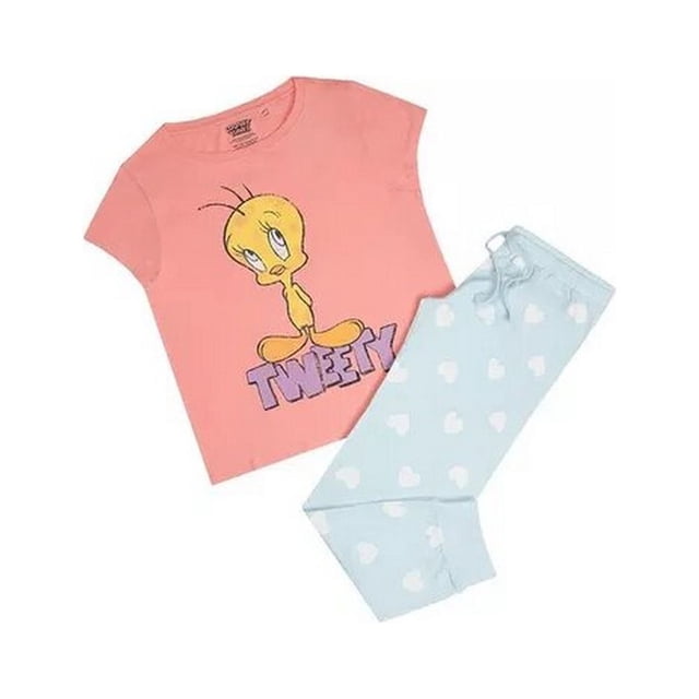 Looney Tunes - Set de Pijama Largo de Piolín Vintage para Mujer (Rosa, Azul)