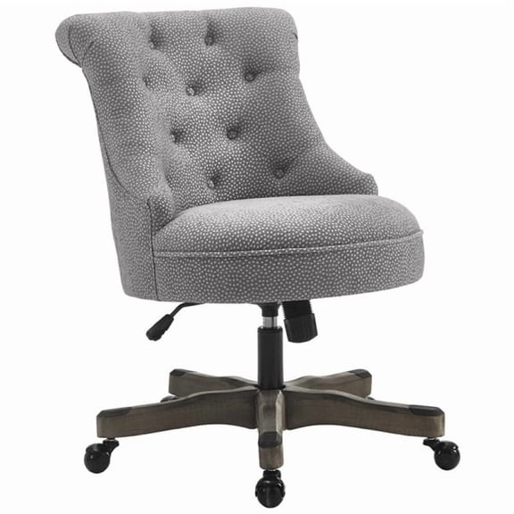 Pemberly Row Transitional Fabric/Wood Office Swivel Chair in Light Gray