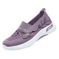 thumbnail image 2 of HTHLVMD Floral Embroidered Mesh Sneakers, Slip-On Walking Shoes, Womens Breathable Knit Slip-On Walking Shoes Embroidered Slip On Sneakers Lightweight Comfortable Orthopedics Walking Shoe, Purple 8, 2 of 5