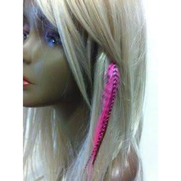 Clip on 4-6 Pink & Brown Feathers for Hair Extension 5 Feathers