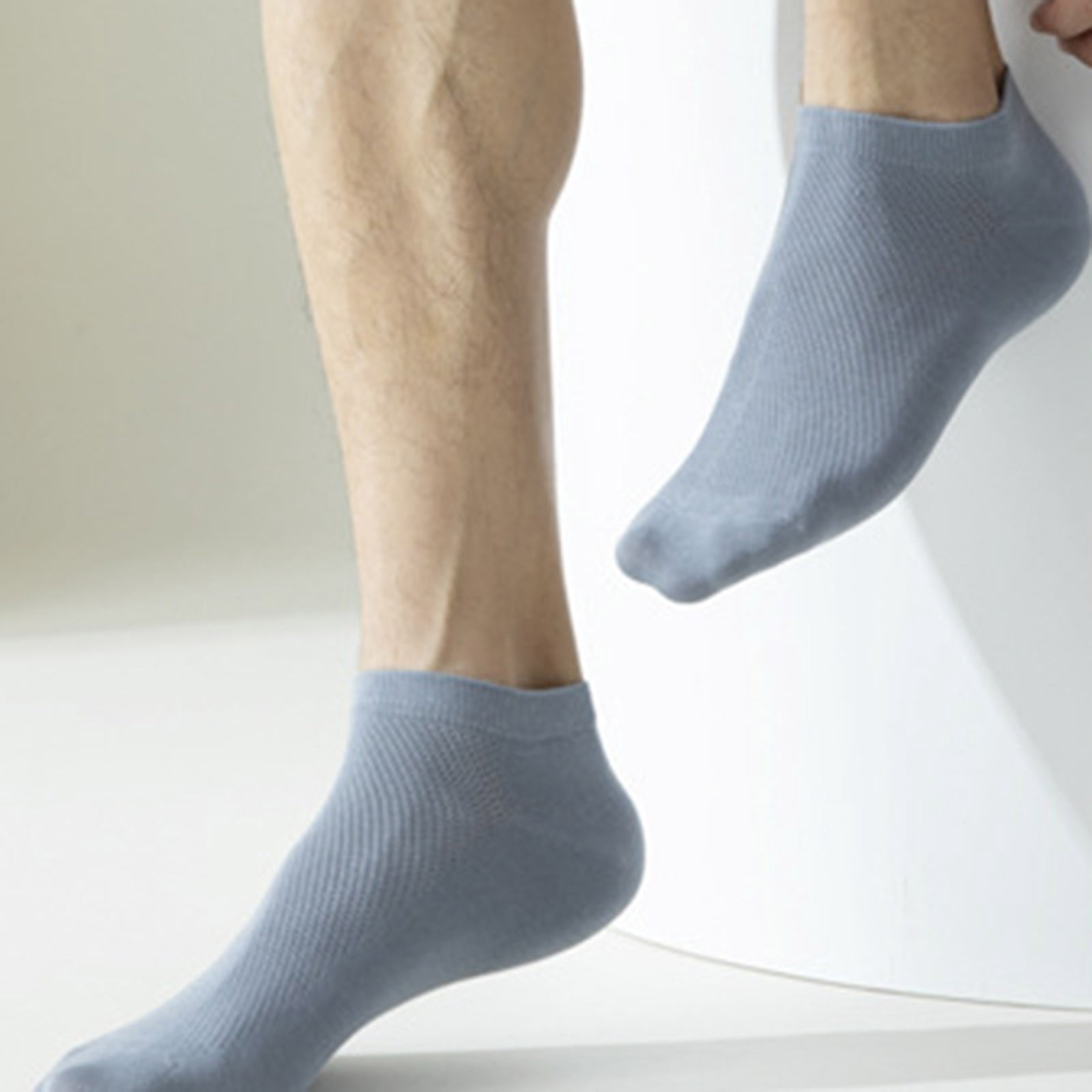 Dolkfu Thin Socks for Men Size 13-15 Low-Cut Blue Ankle Socks 5 Pairs Men's Wicking Athletic Socks