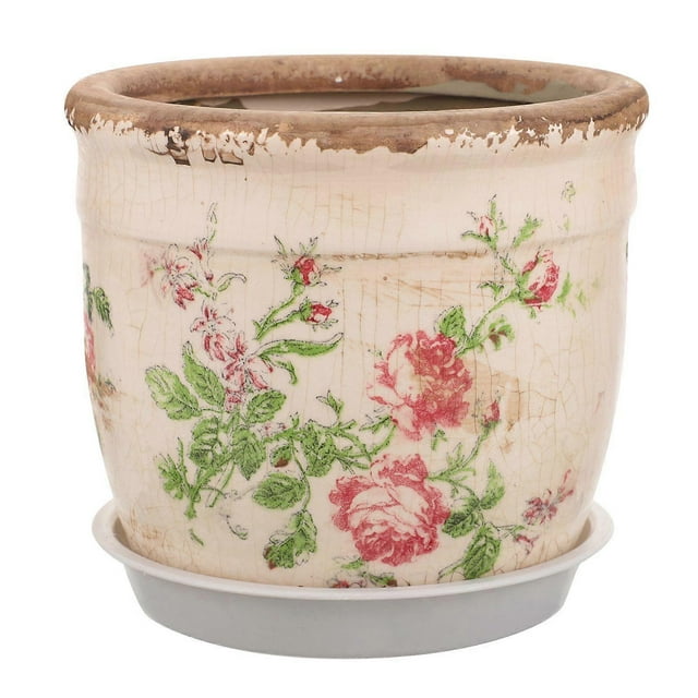Succulent Pot Ceramic Planter Pot Retro Rose Printing Flowerpot Garden Small Planter Pot Plant Pot