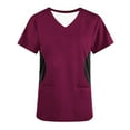 thumbnail image 4 of Njoeus Women V-Neck Scrub Top Basic Workwear Loose Short Sleeve Scrub Tops with 2-Pocket S-XXL, 4 of 4