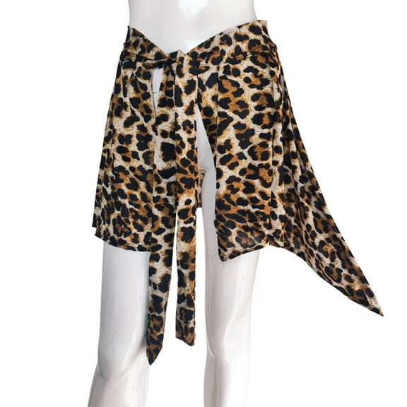 Women Beach Sarong Bathing Suit Wrap Skirt Leopards Print Bikinis Swimsuit Covers Up for Swimwear