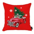 thumbnail image 4 of Decorative Christmas Themed Throw Pillow Cover Set of 4 Square 18" x 18" White & Red for Couch, Bedding, 4 of 7