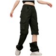thumbnail image 3 of FYDUU Women's Casual Cargo Pants Solid Color High Waisted Straight Leg Trousers Relaxed Fit Hiking Pants Daily Wear Fall Bottoms Pants Athletic Pants, 3 of 7