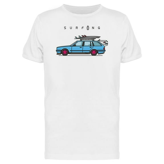 Wagon Cars With Surfboard On Top T-Shirt Men -Image by Shutterstock, Male Large