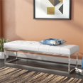 thumbnail image 2 of Home Gear Mobi Contemporary Faux Leather Tufted Bench in White, 2 of 2
