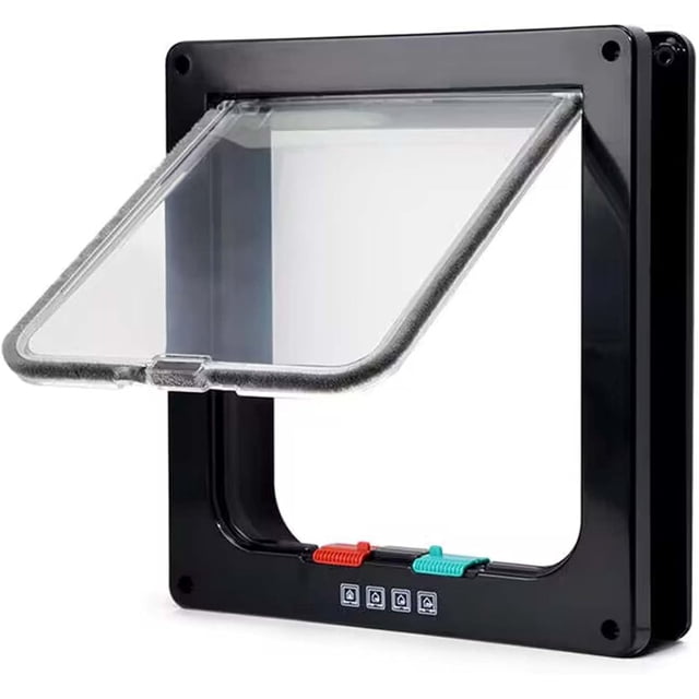 Puerta para gatos, puerta con solapa para gatos con bloqueo de 4 vías, puertas para mascotas resistentes a la intemperie para gatos y perros, adecuada para puerta/pared/ventana