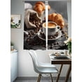 thumbnail image 4 of Coffee Bread Sheer Curtains 2 Panels Set Modern Hot Coffee Cup Croissant Sheer Window Curtains Light Filtering Rod Pocket Voile Drapes for Bedroom Living Room 52"X72", 4 of 8