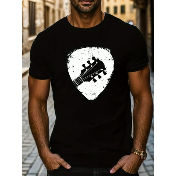 Men'S Summer T-Shirt with Guitar Music Design