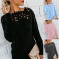 thumbnail image 2 of Plus Size Sexy Women Floral Lace Long Sleeve Sweater Solid Color Jumper Top, 2 of 7